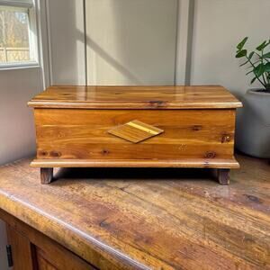 Vtg Wooden Small Cedar Box Chest Jewelry Trinket Storage 19.5" x 8.5" x 8.5"